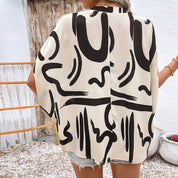 Casual Apricot Top with Geometric Print for Women