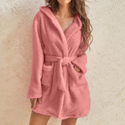 Women's Dressing Gown - Hooded with Self-Tie Belt