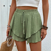 Women's Tiered Ruffle Shorts - Drawstring Waist, Flowy, Summer