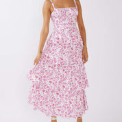 Women's Floral Print Maxi Dress - Slim Fit Ruffled Summer Style