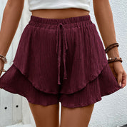 Women's Tiered Ruffle Shorts - Drawstring Waist, Flowy, Summer