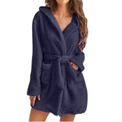 Women's Dressing Gown - Hooded with Self-Tie Belt