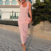 Women's Elegant Ribbed Knit Maxi Dress - Breathable Summer Style