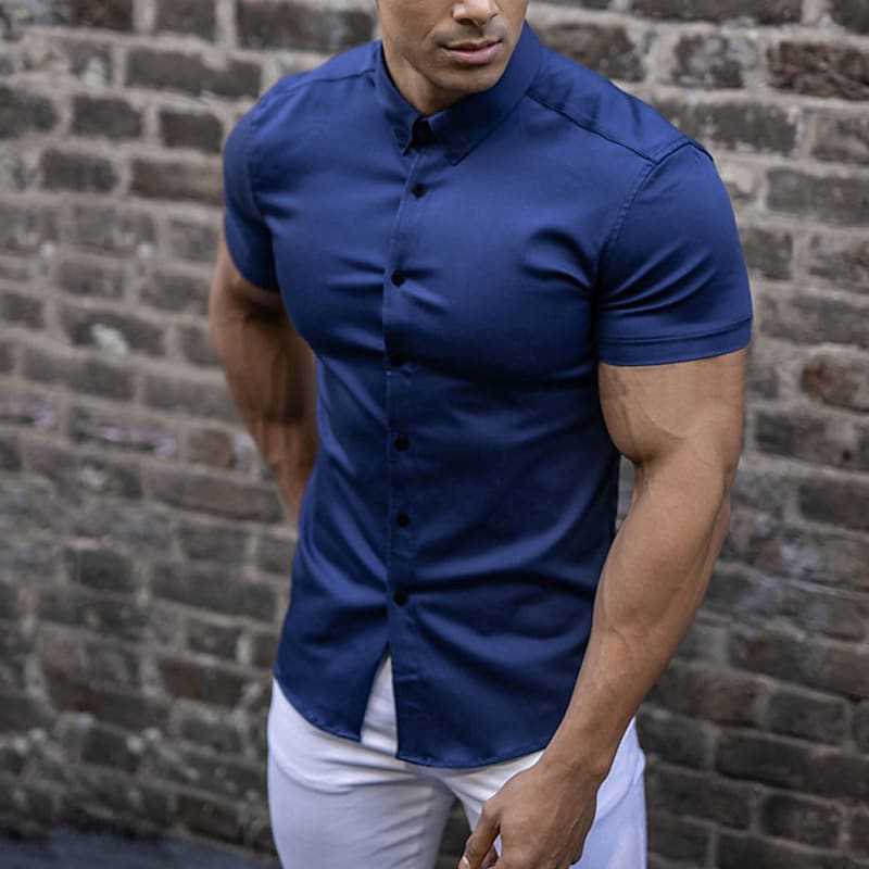 Sleek Slim Fit Short Sleeve Shirt for Men