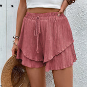 Women's Tiered Ruffle Shorts - Drawstring Waist, Flowy, Summer