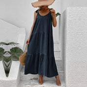 Women's Tiered Maxi Dress - Adjustable Spaghetti Straps, Flowy Summer