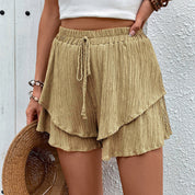 Women's Tiered Ruffle Shorts - Drawstring Waist, Flowy, Summer