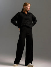 Women's Loungewear Set - Polo Neck Jumper & Wide Leg Trousers
