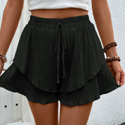 Women's Tiered Ruffle Shorts - Drawstring Waist, Flowy, Summer