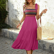 Women's Tiered Sundress - Adjustable Straps, Embroidered