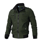 Men's Bomber Jacket - Stand-Up Collar with Shoulder Epaulettes