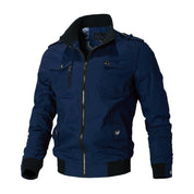 Men's Bomber Jacket - Stand-Up Collar with Shoulder Epaulettes