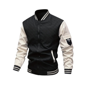 Men's Bomber Jacket - Ribbed Trim & Flap Sleeve Pocket