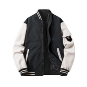 Men's Bomber Jacket - Ribbed Trim & Flap Sleeve Pocket