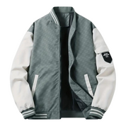 Men's Bomber Jacket - Ribbed Trim & Flap Sleeve Pocket