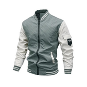 Men's Bomber Jacket - Ribbed Trim & Flap Sleeve Pocket