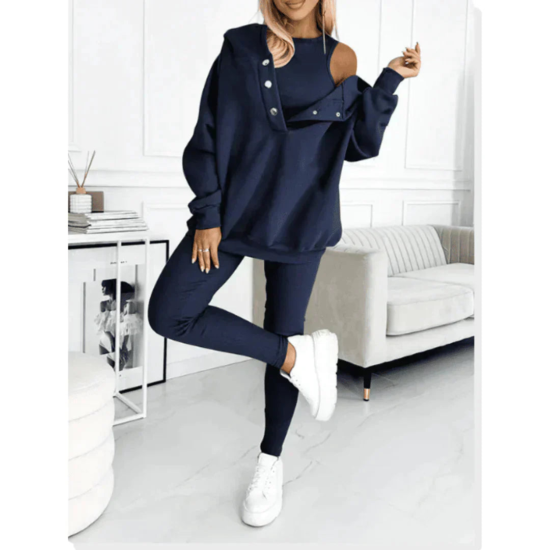 Women's Three Piece Set - Hoodie, Cami Top, and Leggings