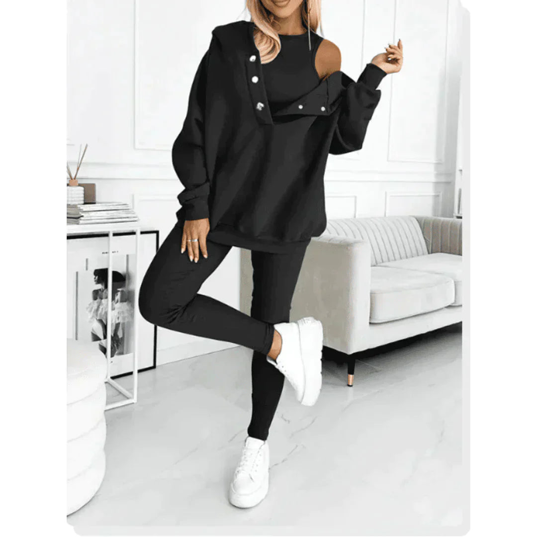 Women's Three Piece Set - Hoodie, Cami Top, and Leggings
