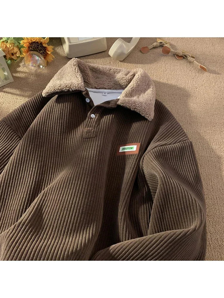 Men's Corduroy Jumper - Stylish Winter Polo