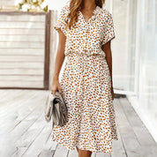 Elegant V-Neck Dress with Print for Women