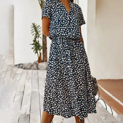 Elegant V-Neck Dress with Print for Women