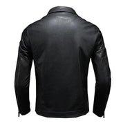 Men's Black Jacket - Trucker Style with Fold-Down Collar