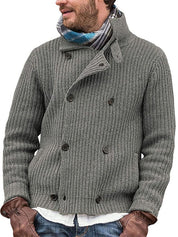 Men's Double-Breasted Knit Cardigan - Vintage Warm Winter Sweater