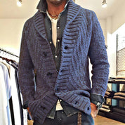 Men's Shawl Collar Cable Knit Cardigan - Cosy Blend