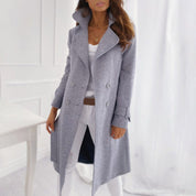 Women's Coat - Double-breasted and Long Tailored