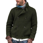 Men's Double-Breasted Knit Cardigan - Vintage Warm Winter Sweater