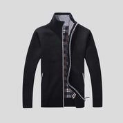 Men's Warm Knitted Cardigan - Zippered Collar & Slim Fit