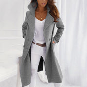 Women's Coat - Double-breasted and Long Tailored