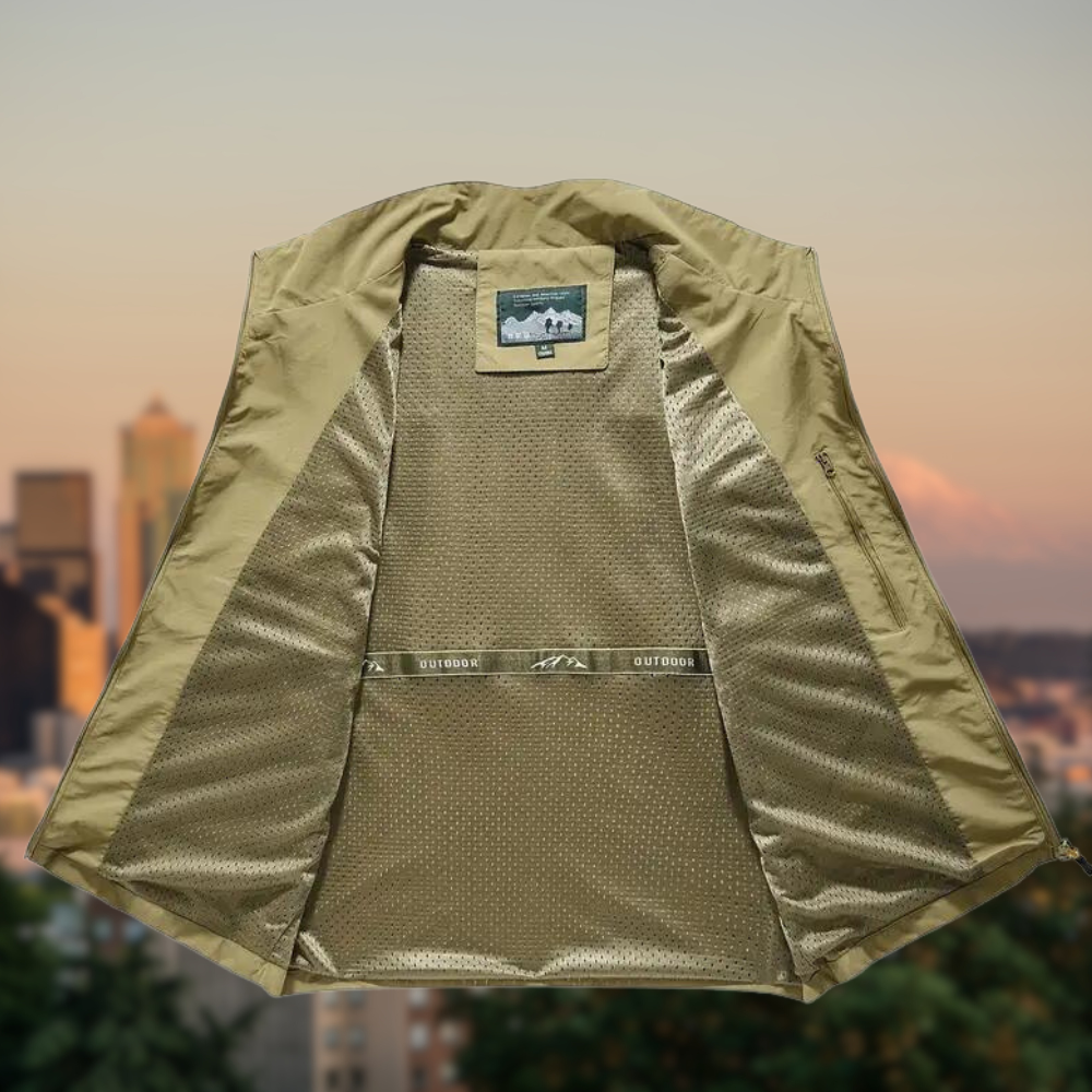Versatile Multi-Pocket Zip Vest for Men | Sean