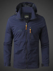 Men's Waterproof Hooded Jacket - Full-Zip with Zippered Pockets