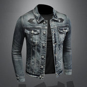 Men's Black Denim Jacket - Stonewashed Style
