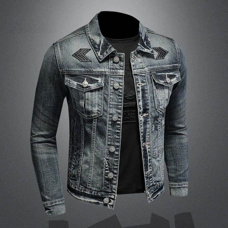 Men's Black Denim Jacket - Stonewashed Style
