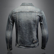 Men's Grey Trucker Jacket - Button Front with Chest Pockets