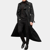 Men's Warm Long Trench Coat - Waterproof & Windproof