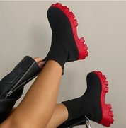 Women's Platform Ankle Boots - Comfortable Stretchy Fit