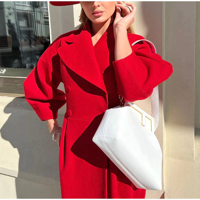 Women's Coat - Double Breasted with Wide Collar
