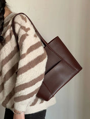 Women's Leather Top Handle Tote Bag - Simple Chic Large Capacity