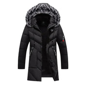 Men's Winter Long Parka - Fluffy Trim Hooded Design