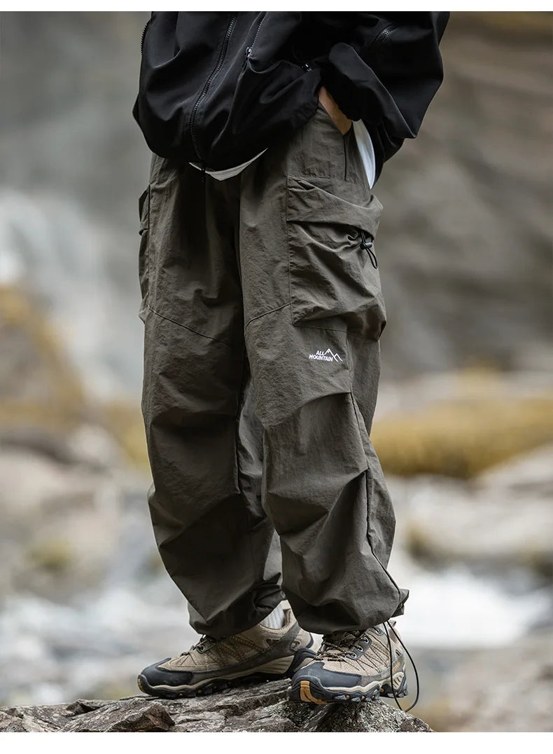 Men's Cargo Trousers - Elasticated Waist and Flap Side Pockets