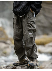 Men's Cargo Trousers - Elasticated Waist and Flap Side Pockets