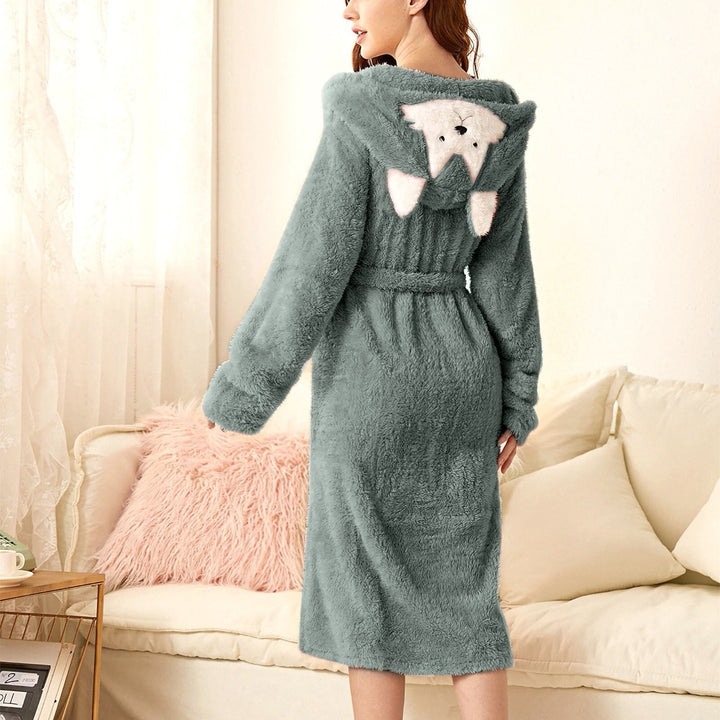 Women's Dressing Gown - Hooded with Ears and Self-Tie Belt