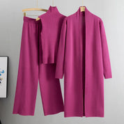 Women's Three-Piece Set - Longline Cardigan and Trousers