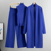 Women's Three-Piece Set - Longline Cardigan and Trousers