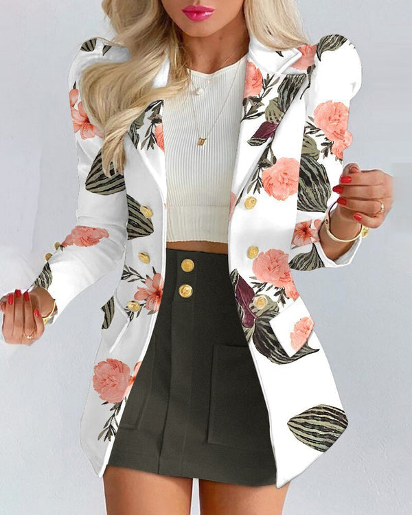 Chic and Elegant Blazer and Mini Skirt Set for Women