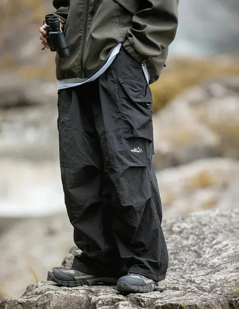 Men's Cargo Trousers - Elasticated Waist and Flap Side Pockets