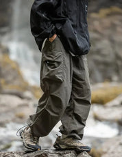 Men's Cargo Trousers - Elasticated Waist and Flap Side Pockets